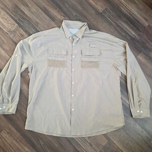Mens Long Sleeve Outdoor Shirt Tan XL UV Protection Mesh Vented fishing gorpcore